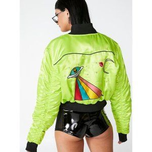 ALIEN HUNTER BOMBER JACKET neon green NEW size M